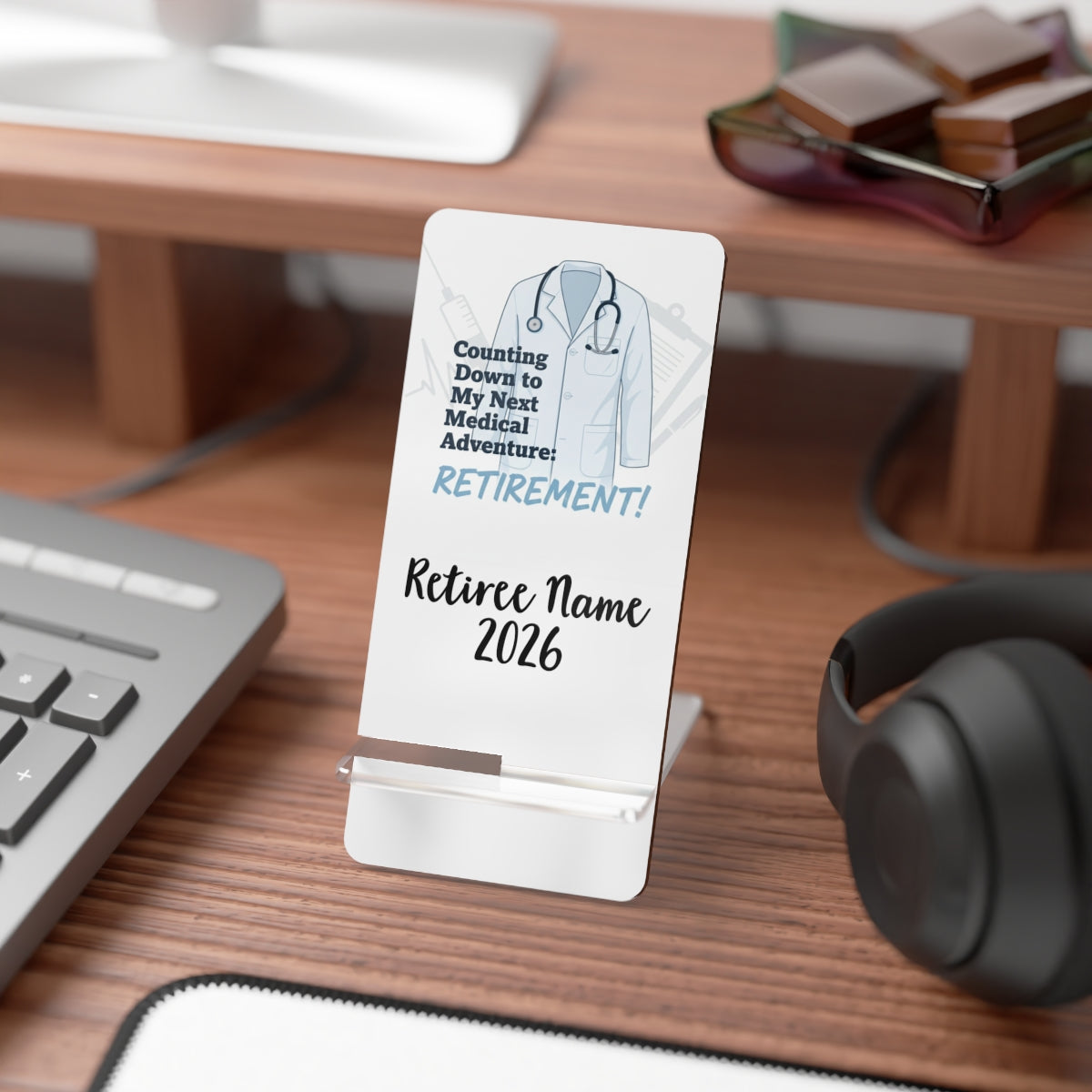Counting Down To My Next Adventure Retirement |  Retirement | Unique Personalized Phone Stand or Phone Charger - Retiree Gifts Retirement Party