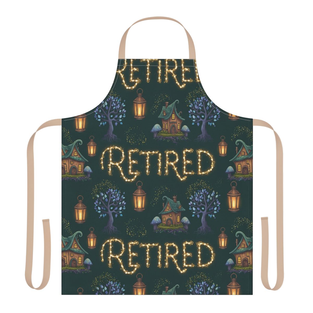Magical Retired Themed Apron with Lanterns Design