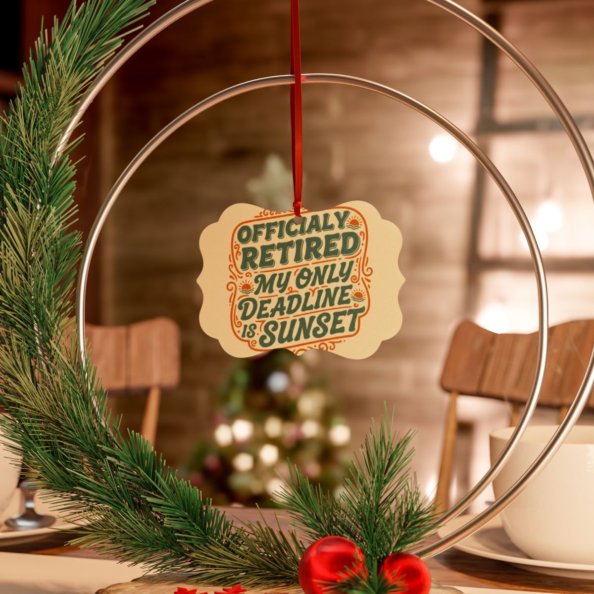 Officially Retired Sunset Deadline | Funny Retirement | Custom Cur Ornaments - Retiree Gifts Retirement Party
