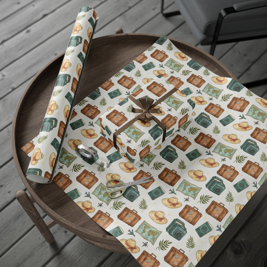 Vintage Camera Adventure Theme Gift Wrap Product