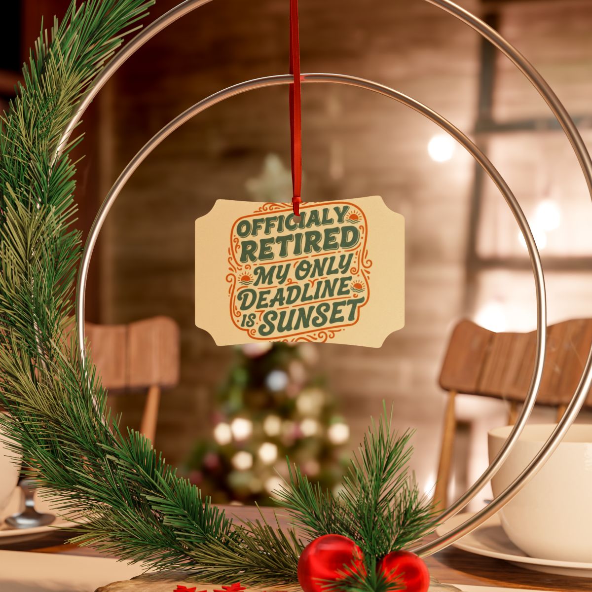 Officially Retired Sunset Deadline | Funny Retirement | Custom Cur Ornaments - Retiree Gifts Retirement Party