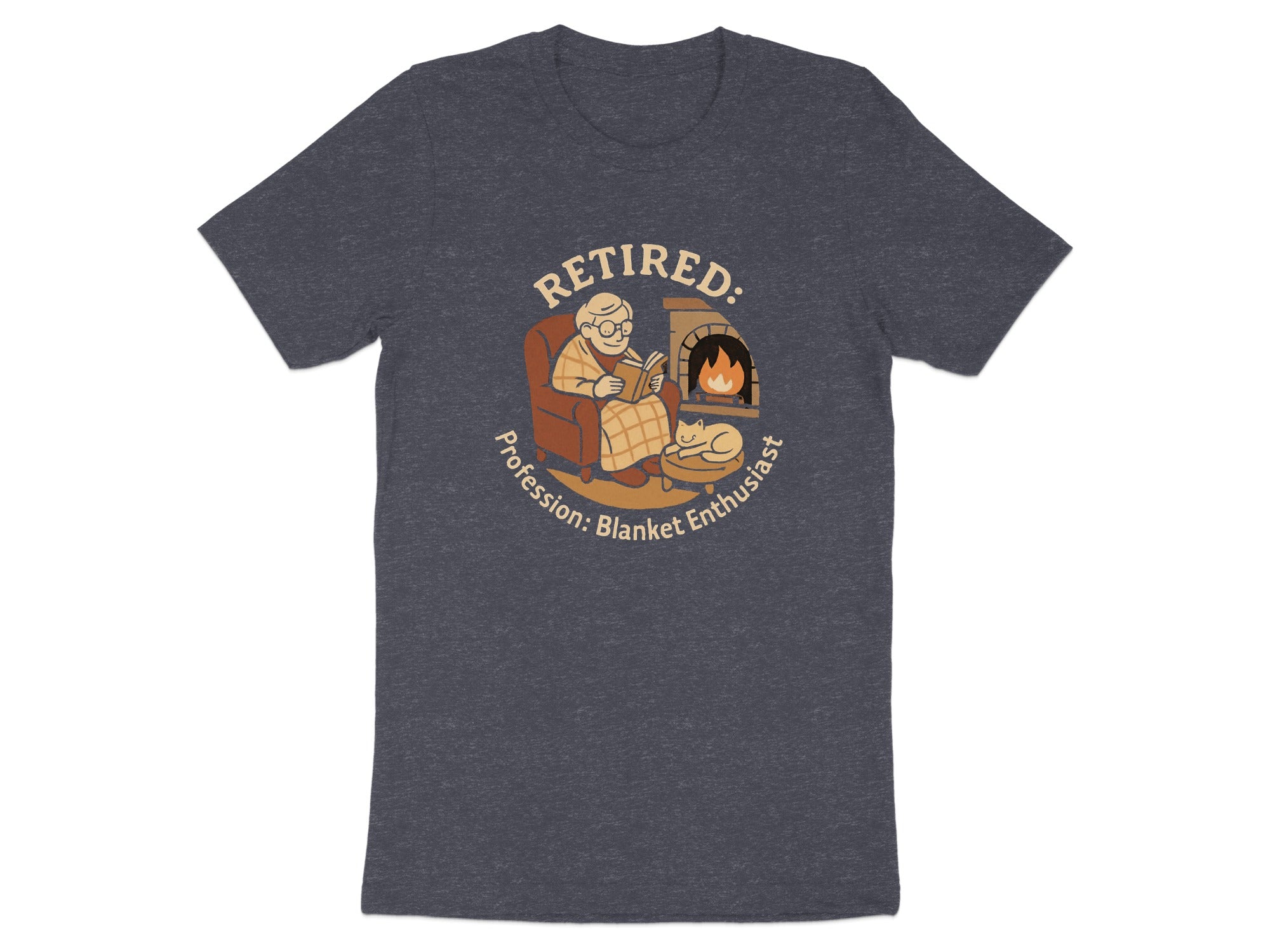 Retired: Profession: Blanket Enthusiast | Cozy Graphic | Dark Heaterh Color Bella T-Shirts - Retiree Gifts Retirement Party
