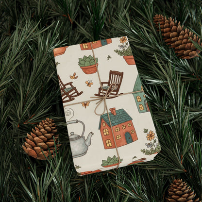 Cozy Cottage Theme Wrapping Paper for Special Gifts