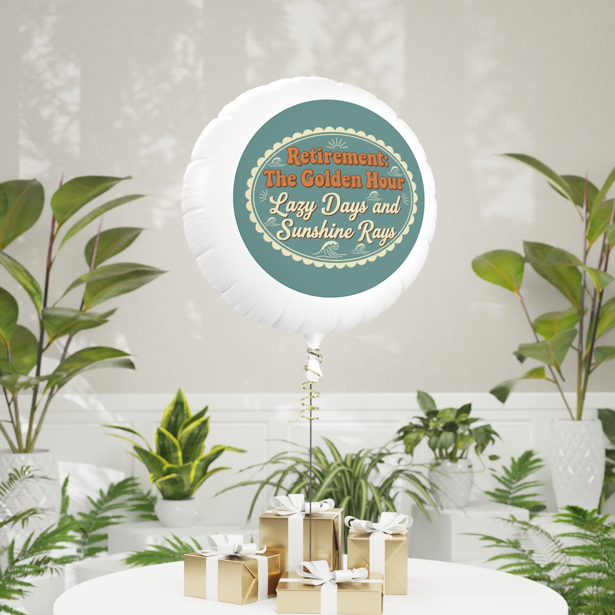 Retirement The Golden Hour Lazy Days and Sunshine Rays | Retirement Gift | 11in or 22in Mylar Ballon - Retiree Gifts Retirement Party
