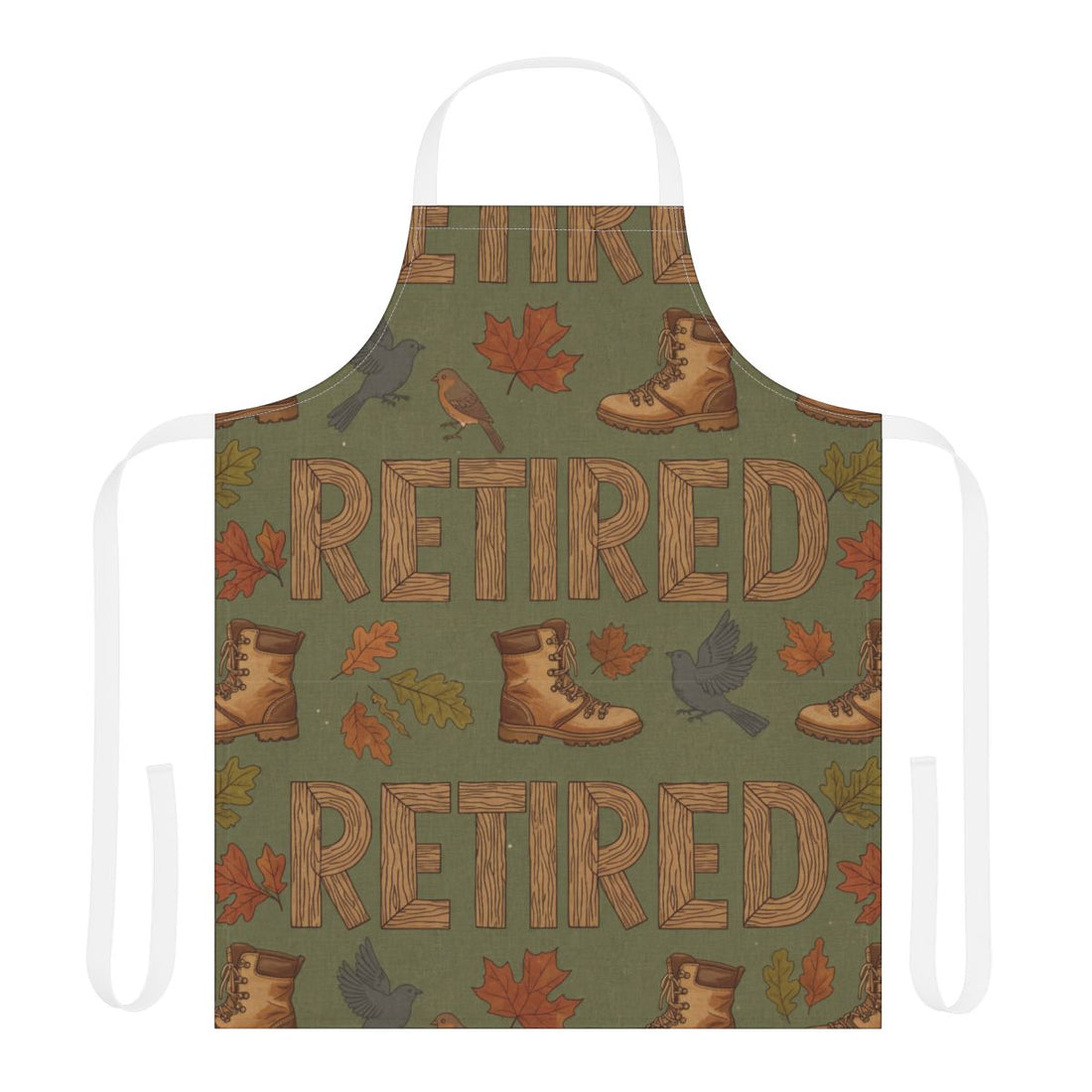 Retired Camo Apron with Boots and Leaves Pattern