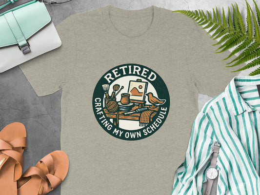 Retired Crafting My Own Schedule | Funny Retirement Soft Color Bella T-Shirts - Retiree Gifts Retirement Party