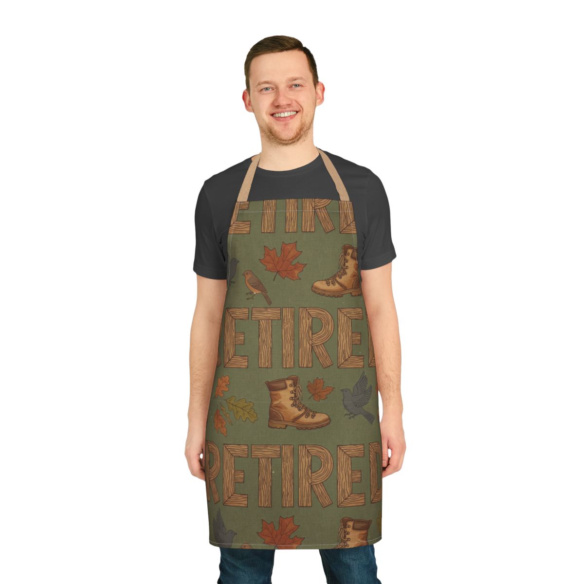 Retired Theme Apron with Boots Leaves Design Kitchen Product