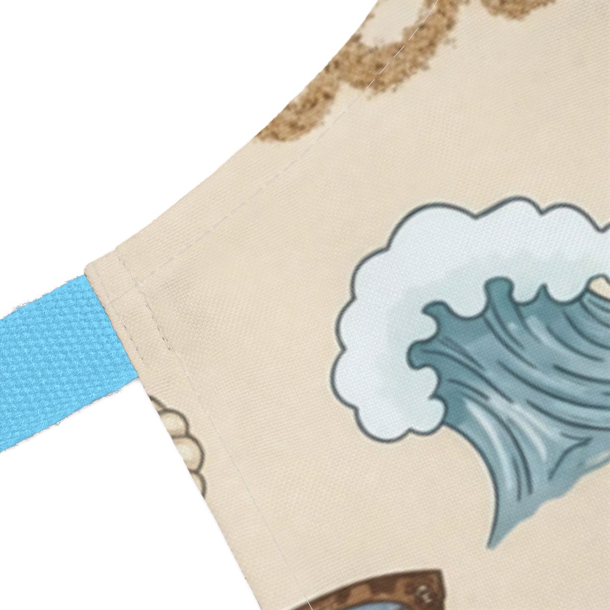 Wave Print Apron with Blue Strap Beach Theme Design