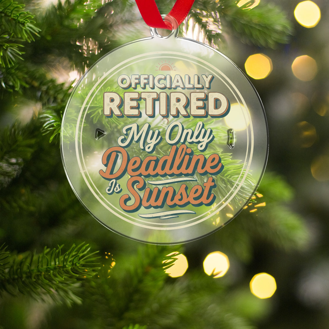 Officially Retired Deadline Sunset | Retirement Custom Cur Ornaments - Retiree Gifts Retirement Party