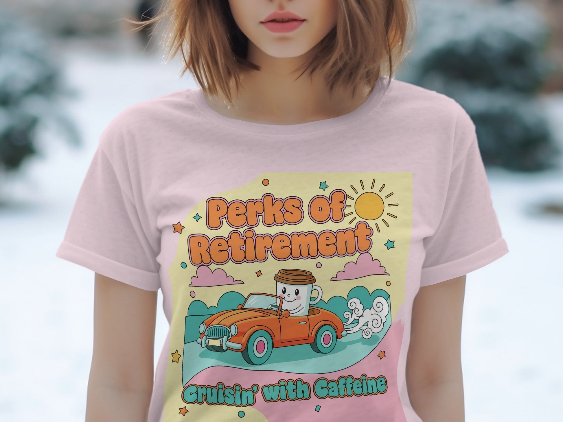 Perks of Retirement Cruisin' with Caffeine T-shirt