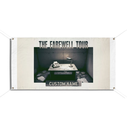The Farewell Tour featuring Desk and Typewriter Vinyl Banner or Yard Sign - Retiree Gifts Retirement Party