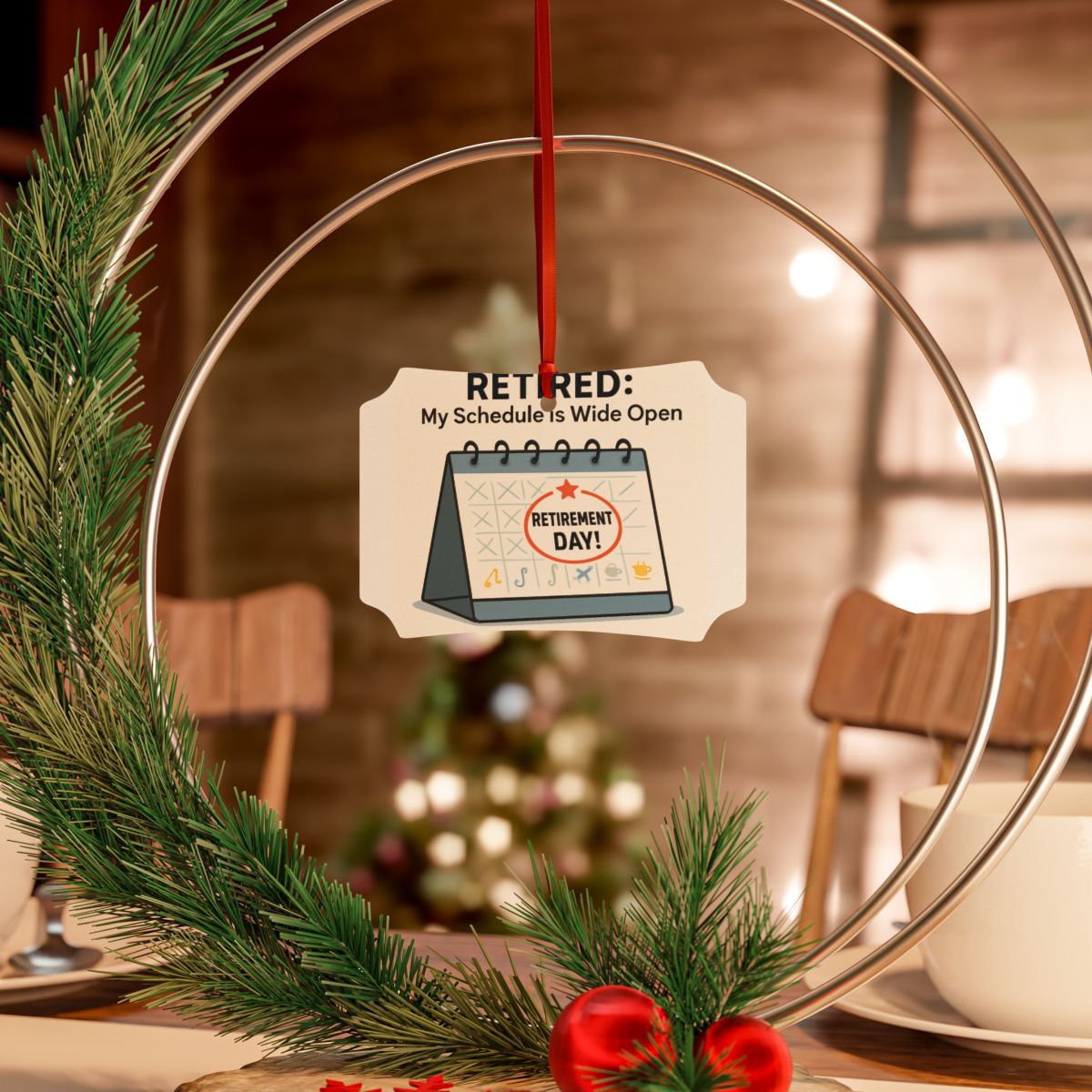 RETIRED My Schedule is Wide Open Ornaments - Retiree Gifts Retirement Party