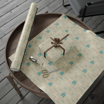 Gift Wrapping Paper with Cat and Yarn Pattern product