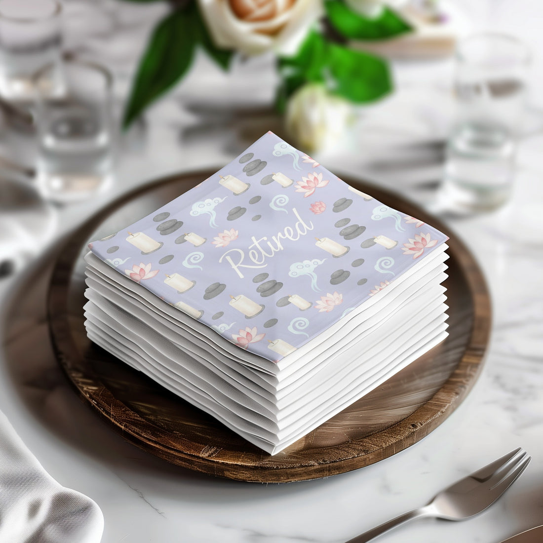 Retired Card with Zen Elements for a Peaceful Farewell