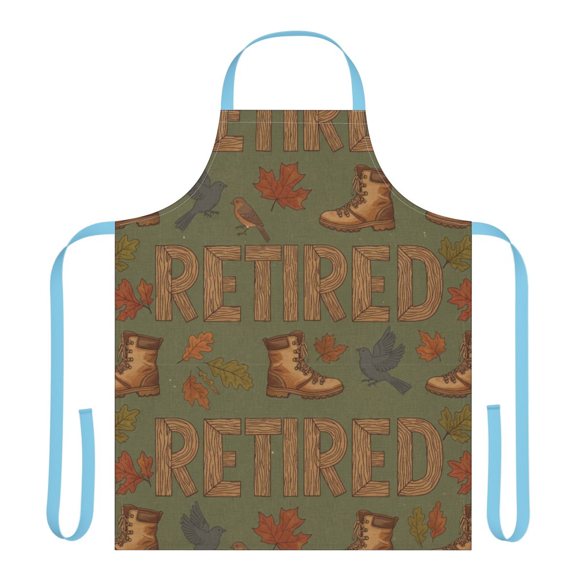 Retired Boots and Leaves Print Kitchen Apron