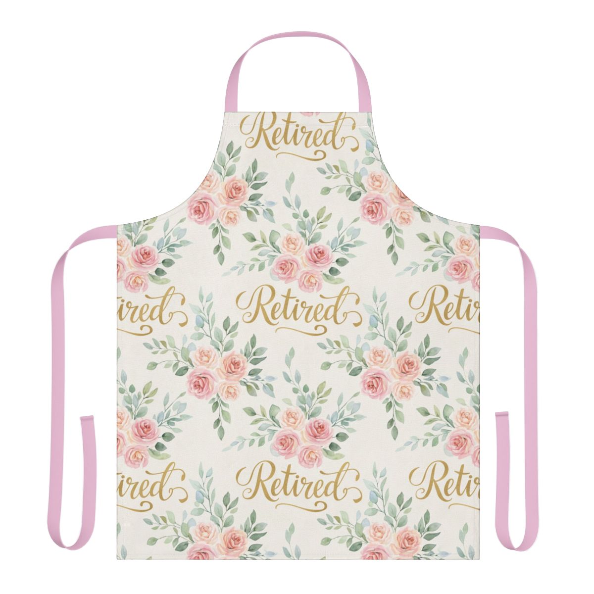 Floral Retired Print Apron with Pastel Pink Straps