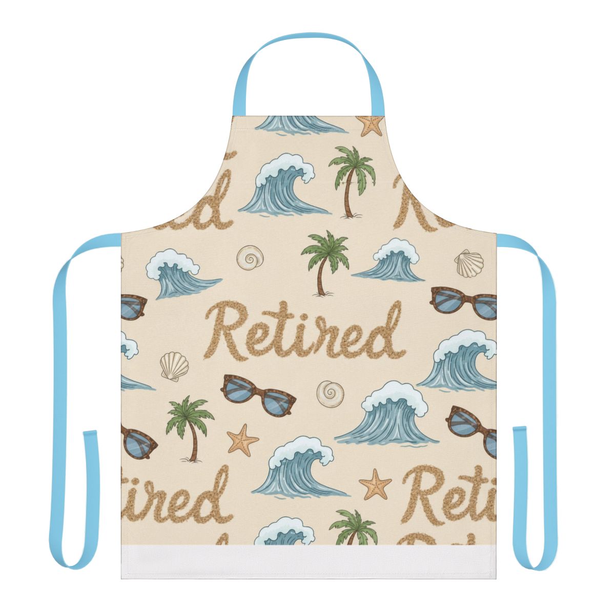 Tropical Retired Themed Blue Tied Apron