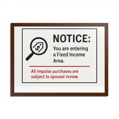 Fixed Income Area Impulse Purchases Spousal Review Framed Art Posters - Retiree Gifts Retirement Party