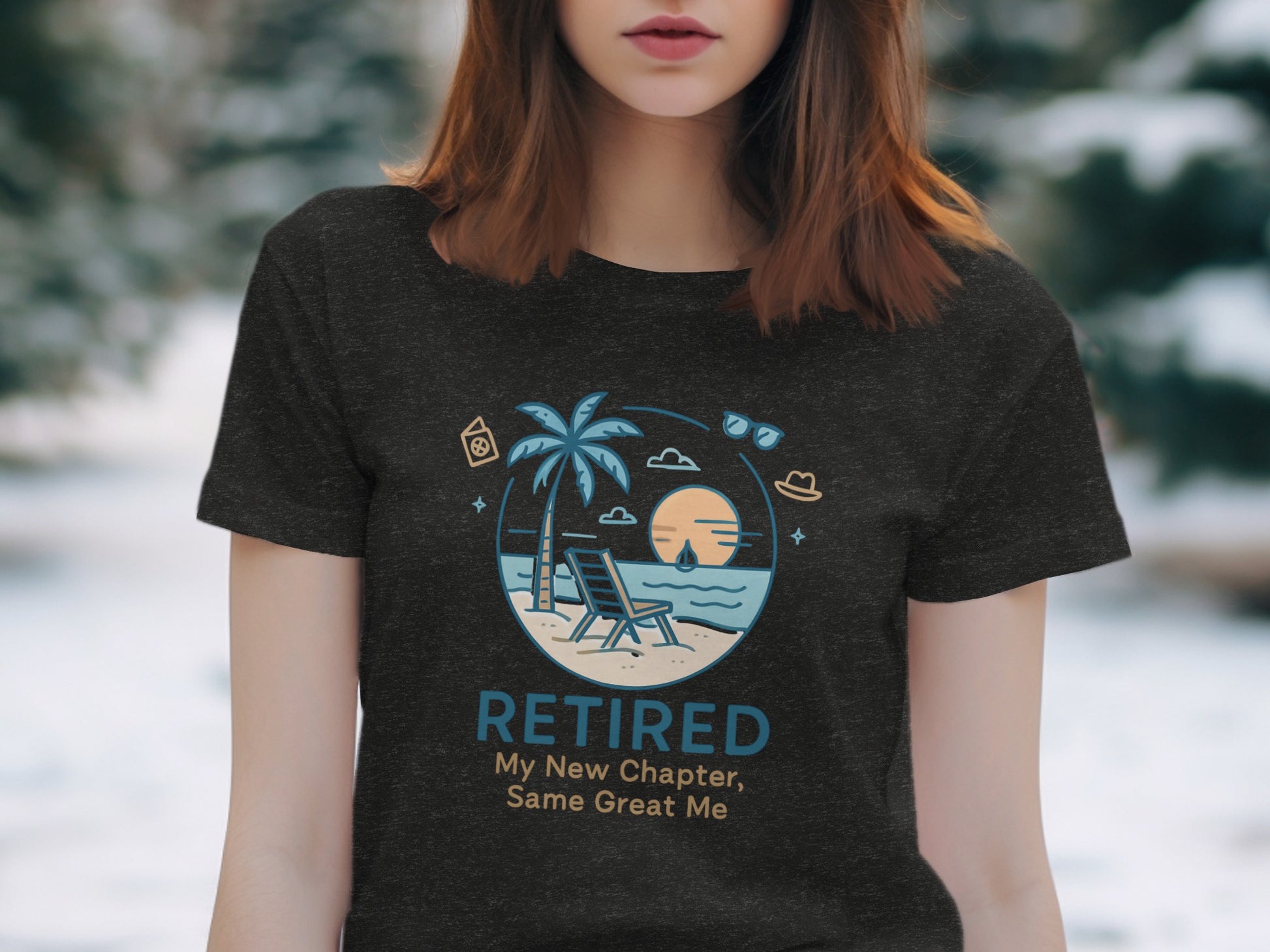 RETIRED My New Chapter Same Great Me | Dark Heather Color Bella T-Shirts - Retiree Gifts Retirement Party