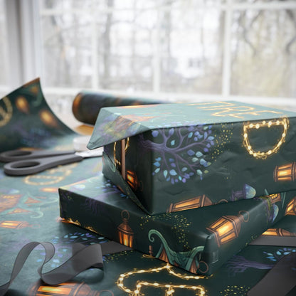 Beautiful Dark Fantasy Gift Wrapping Paper with Lanterns