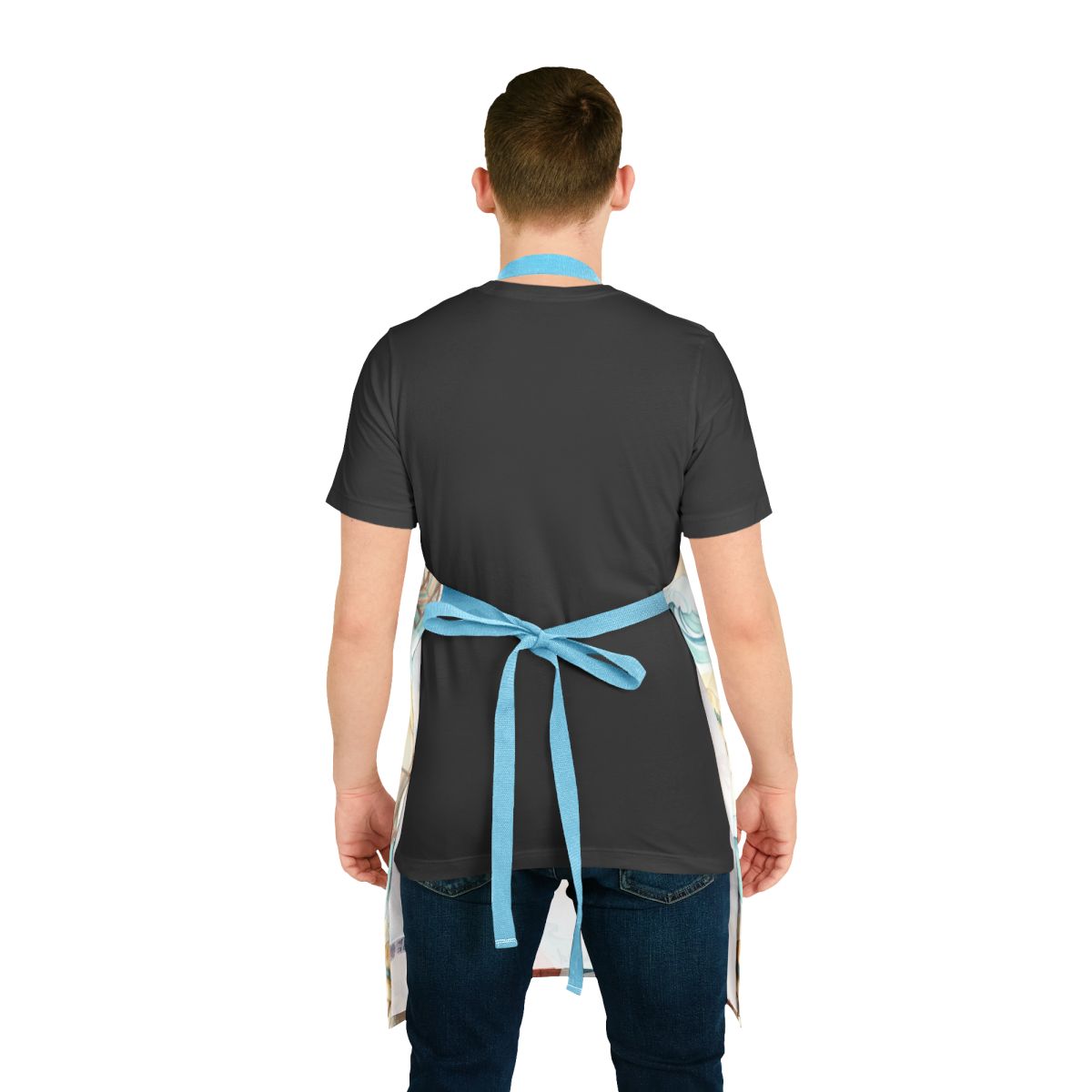 Stylish Blue Tie Back Apron for Cooking and Baking