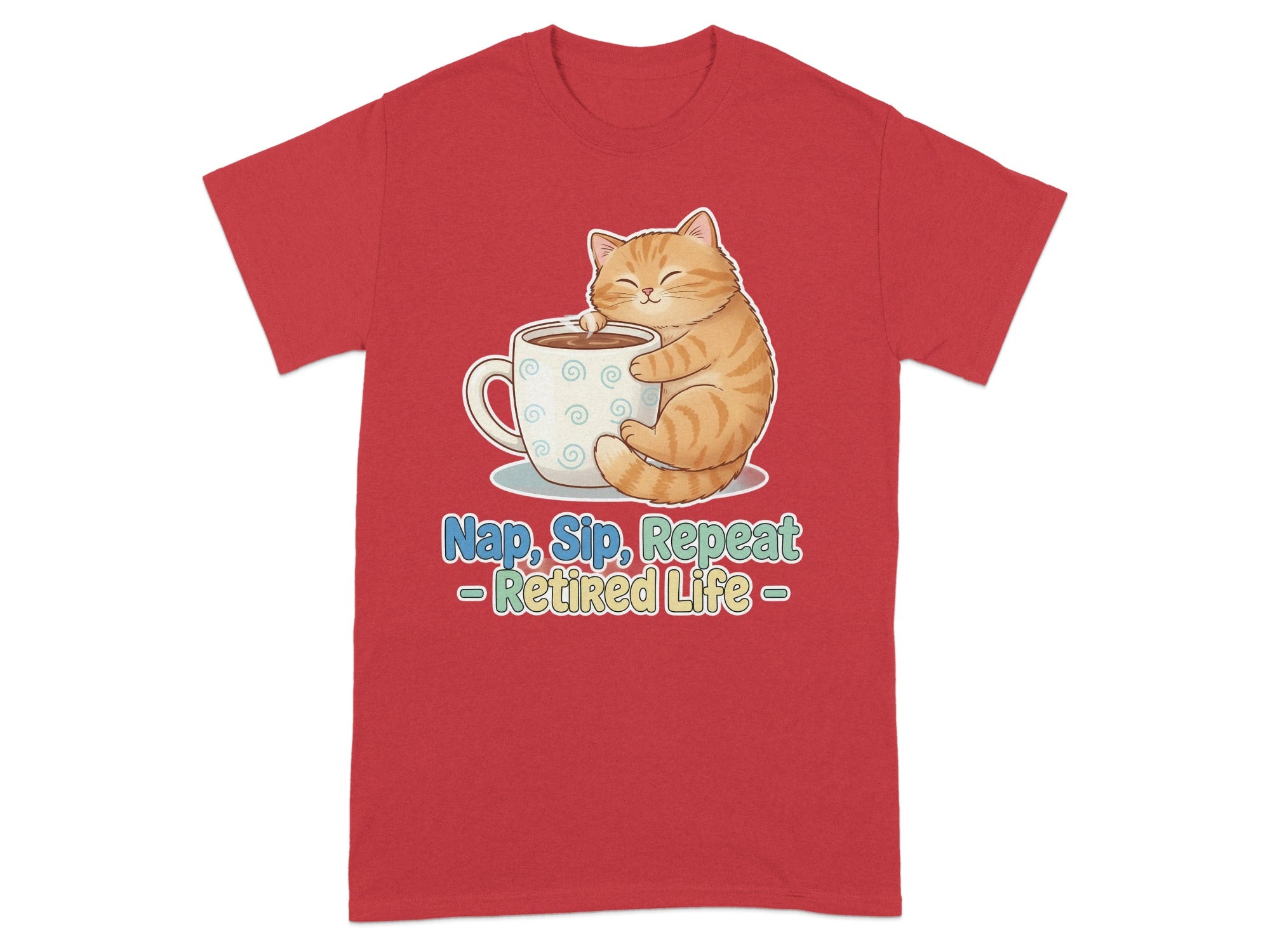 Nap Sip Repeat Retired Life Cute Cat T-Shirt