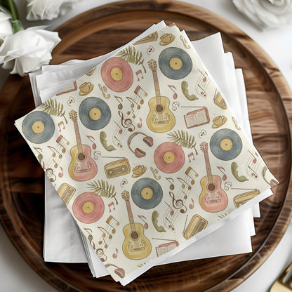 Vintage Music-Themed Decorative Napkin Set