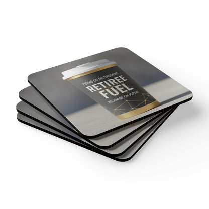 Perks of Retirement Retiree Fuel design coaster set