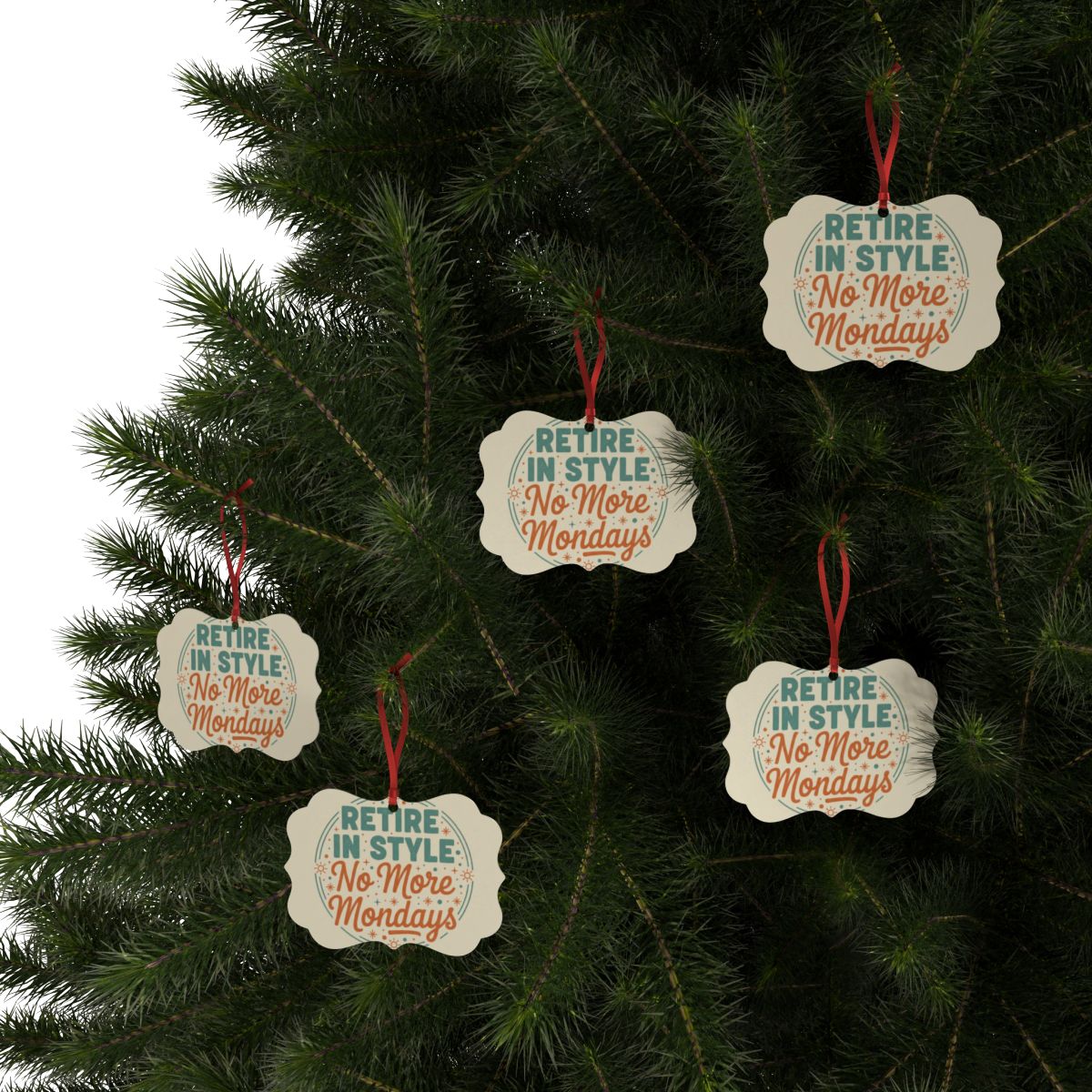 Retire In Style No More Mondays | Funny Retirement Custom Cur Ornaments - Retiree Gifts Retirement Party