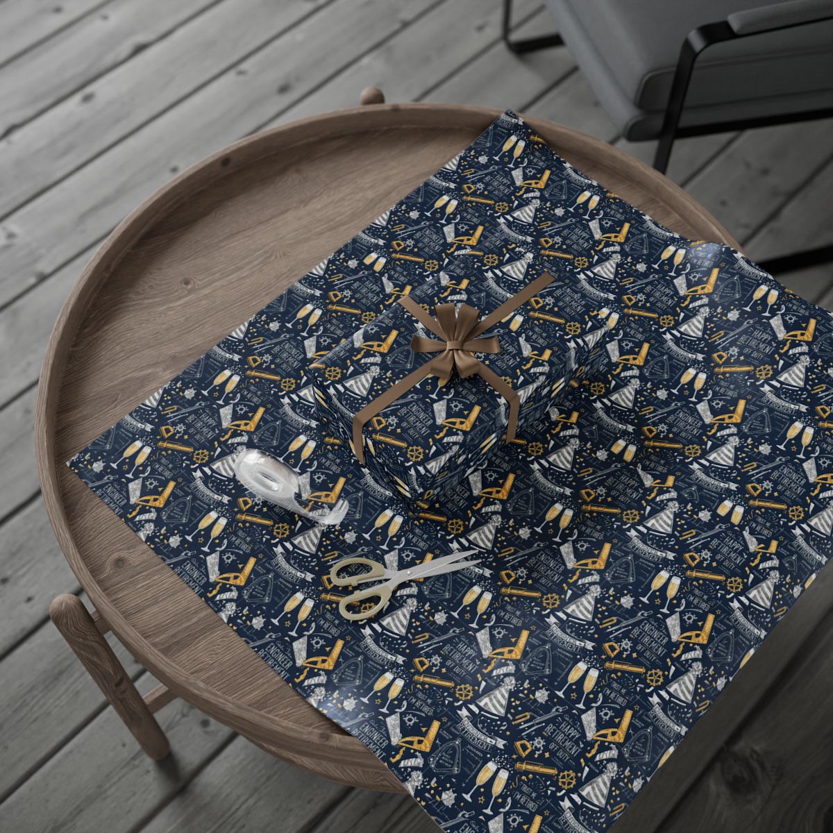 Retirement Wrapping Paper – “Vintage Blue And Yellow De Wrapping Paper” - Retiree Gifts Retirement Party