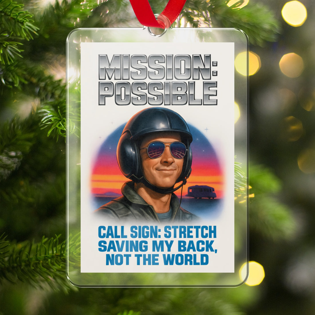 Mission Possible Saving My Back Not The World | Custom Cut Acrylic Ornaments - Retiree Gifts Retirement Party
