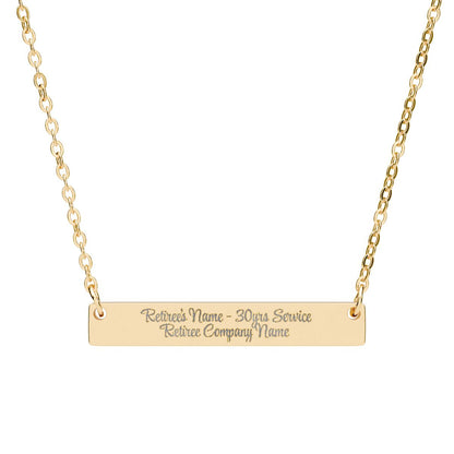 Personalized Engraved Bar Necklace for Retirement Gift