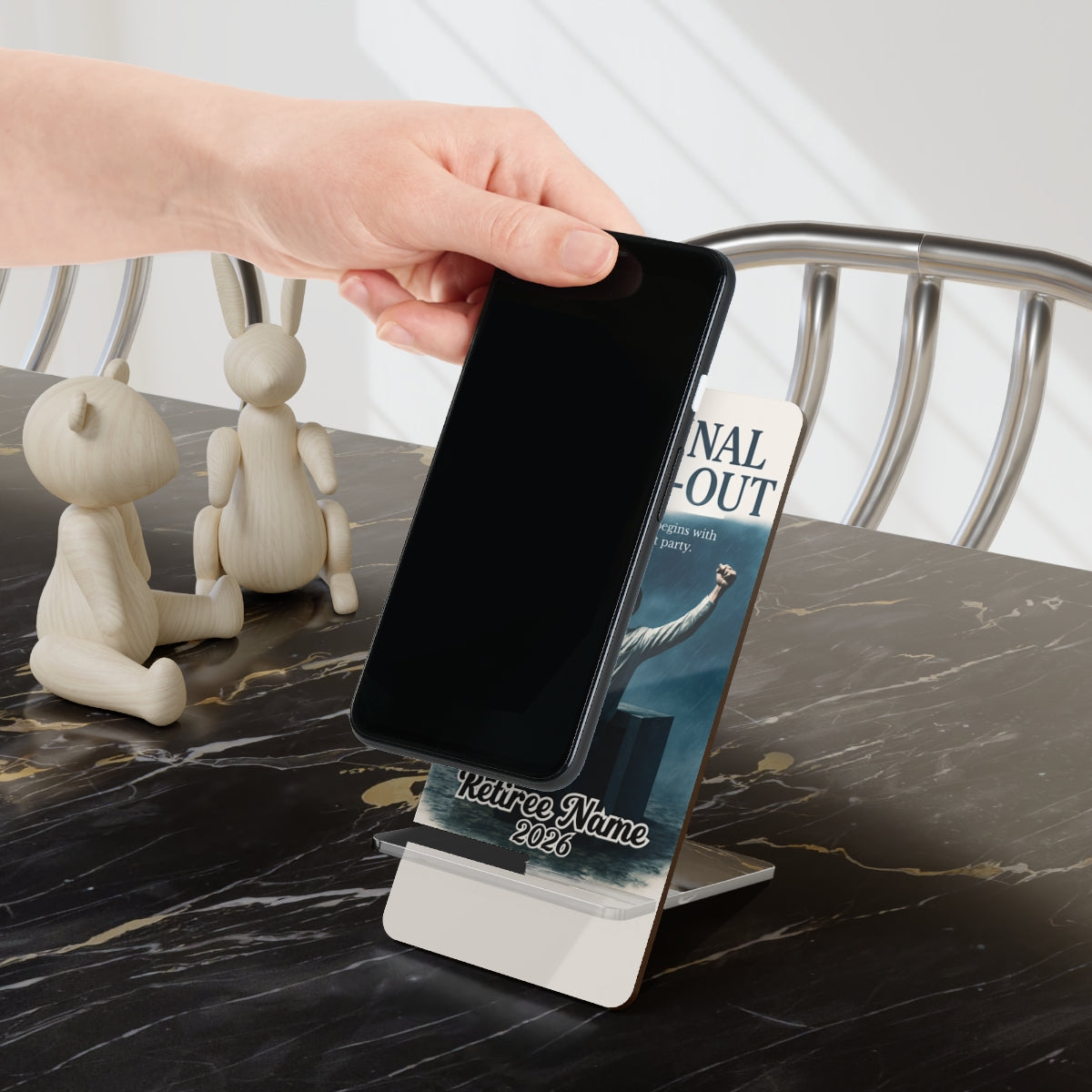 The Final Clock-Out | Great Escape Begins With Retirement Party | Personalized Mobile Phone Display Stand - Retiree Gifts Retirement Party