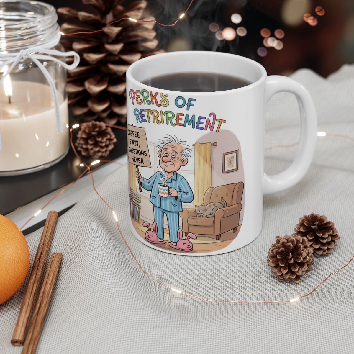 Funny Perks of Retirement Coffee Mug for Seniors