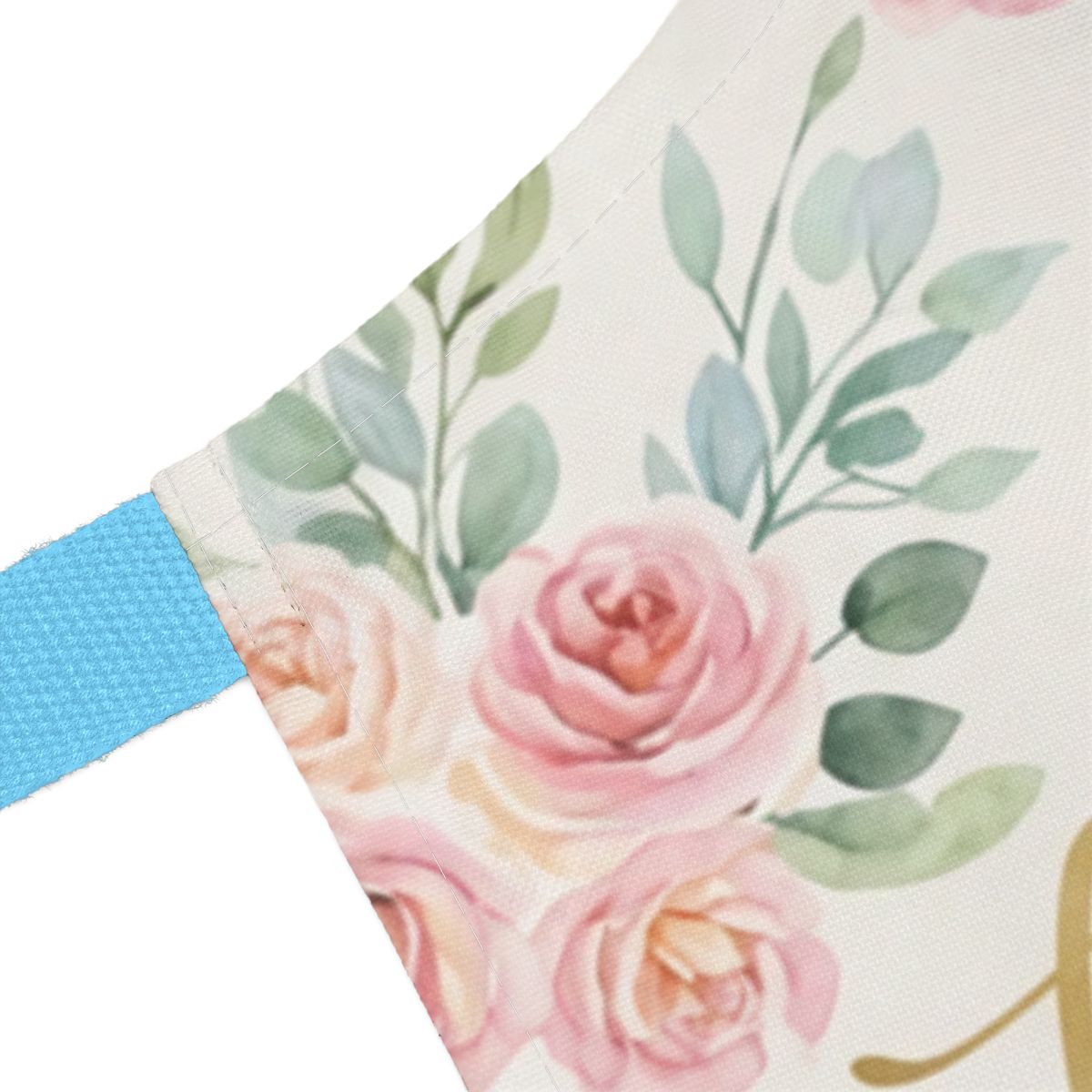 Floral Print Waist Apron with Pink Roses and Leaves Pattern