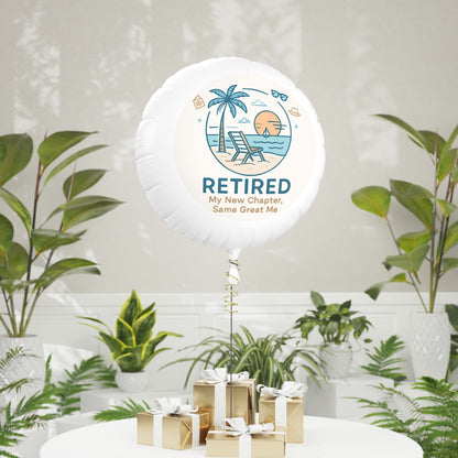Retired My New Chapter Same Great Me | Retirement | Personalized Retirement Scene Mylar Ballons 11in or 22in - Retiree Gifts Retirement Party
