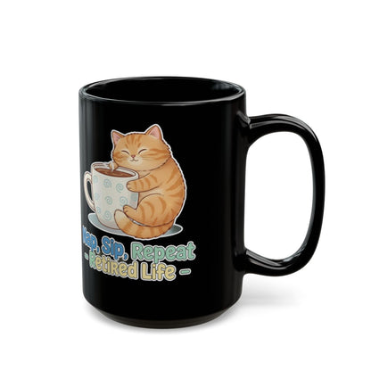 Nap Sip Repeat Retired Life Cute Cat Mug