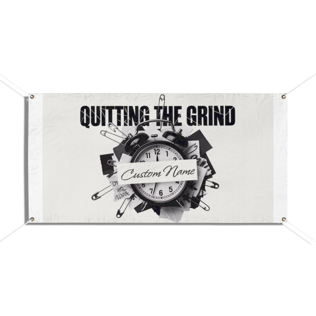 Quitting The Grind Clock with Pins on Paper Vinyl Banner or Yard Sign - Retiree Gifts Retirement Party