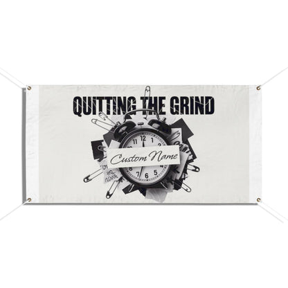 Quitting The Grind Clock with Pins on Paper Vinyl Banner or Yard Sign - Retiree Gifts Retirement Party