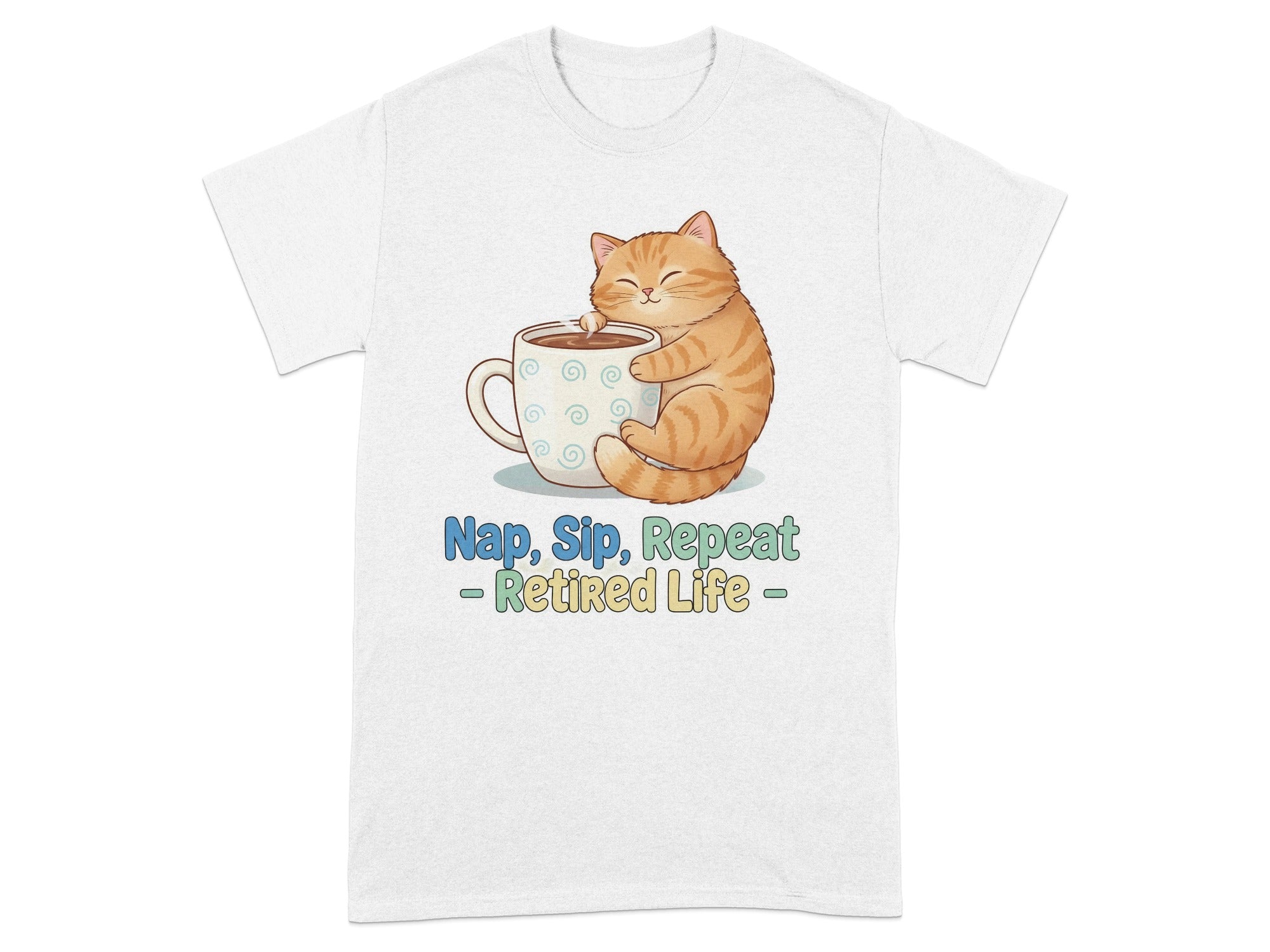 Nap Sip Repeat Retired Life Cat Design T-shirt