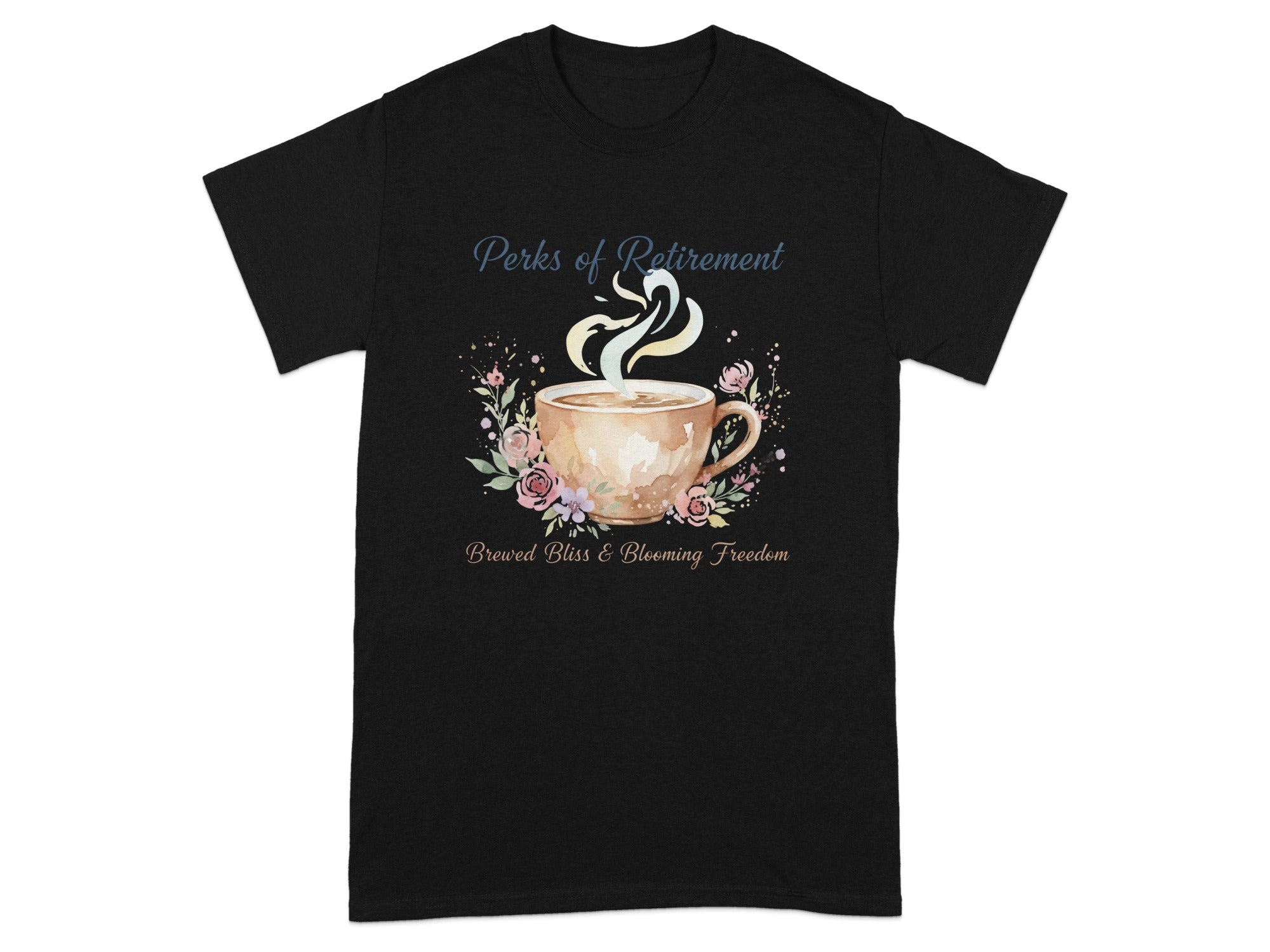 Perks of Retirement Brewed Bliss and Blooming Freedom Shirt