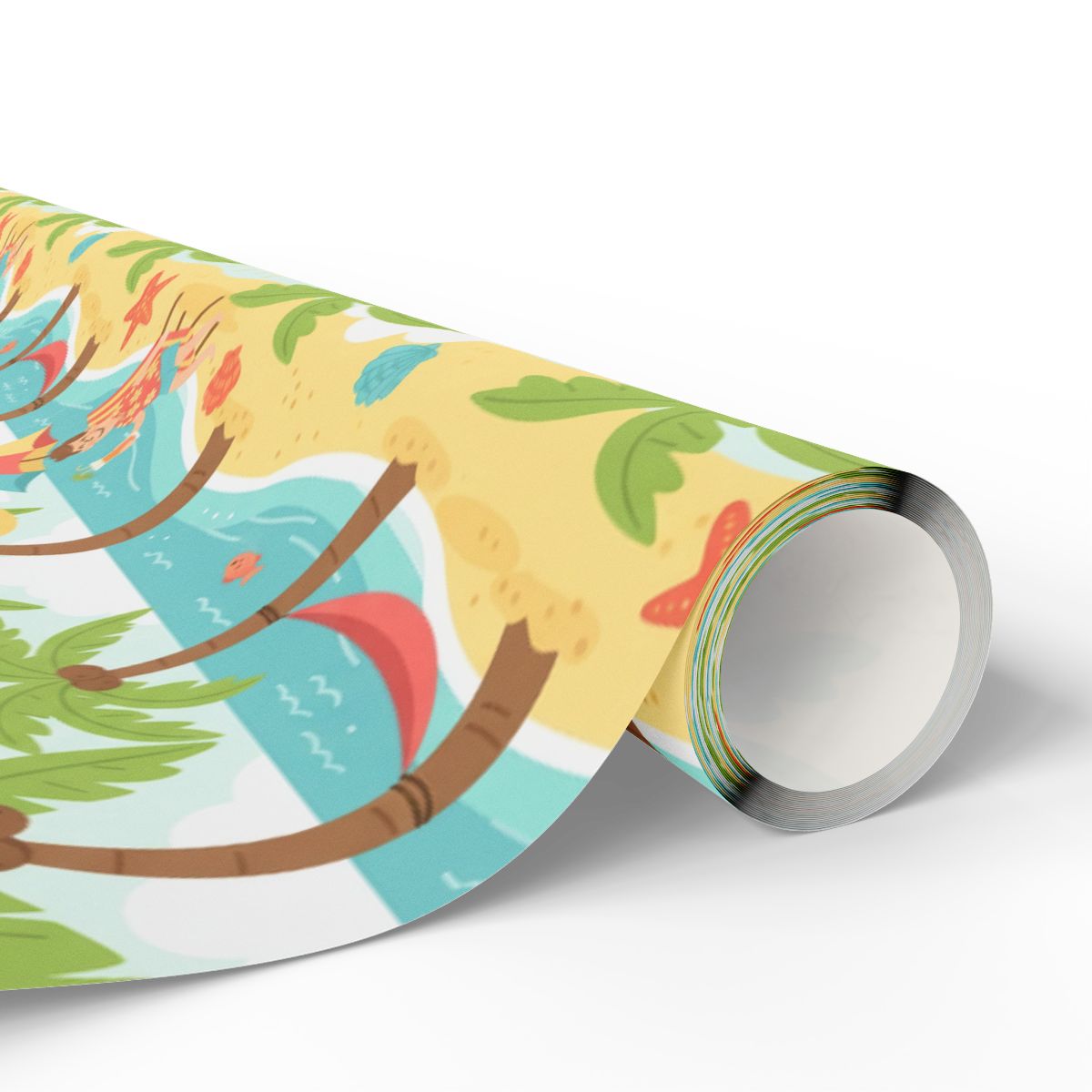 Retirement Gift Wrapping Paper - Vibrant Tropical Beach Cartoon Scene Design - Retiree Gifts Retirement Party