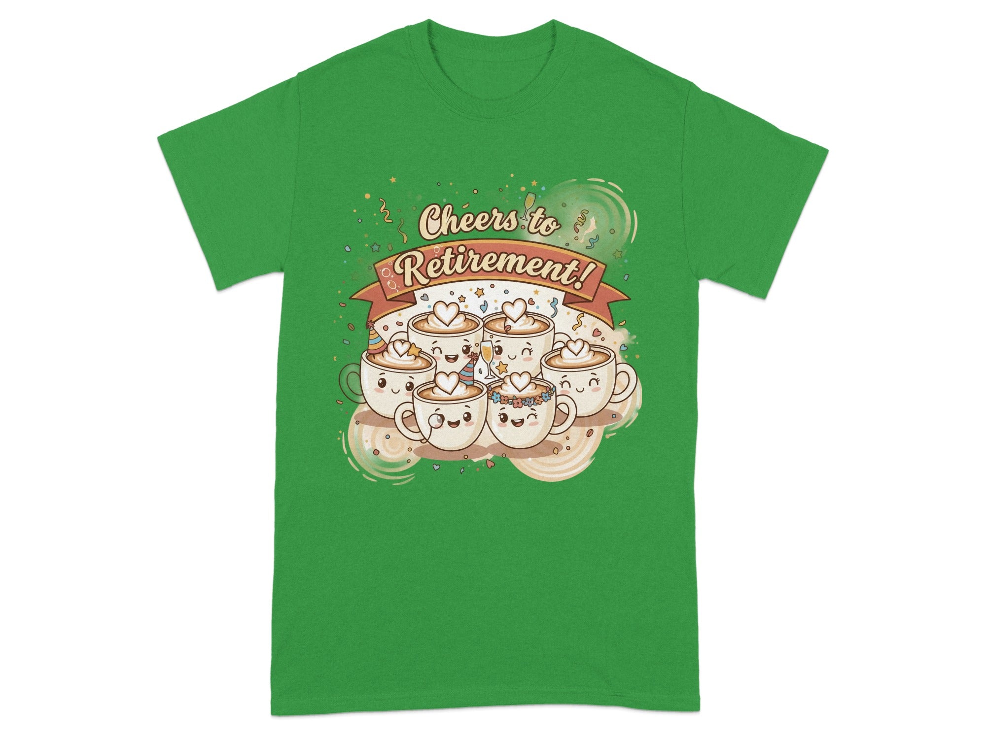Cheers to Retirement Cute Coffee Cups Graphic T-Shirt