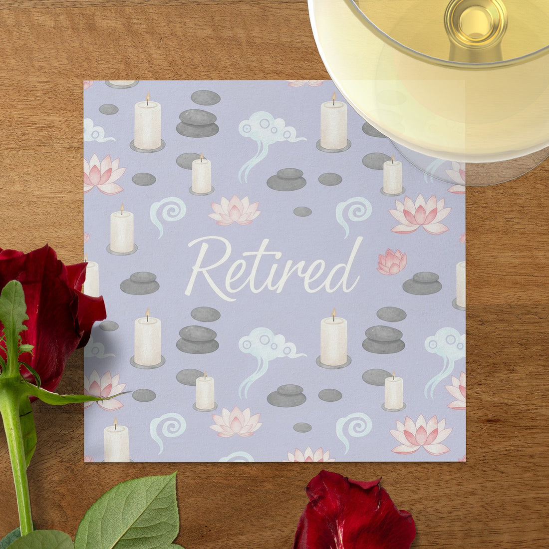 Retired Card with Zen Elements for a Peaceful Farewell