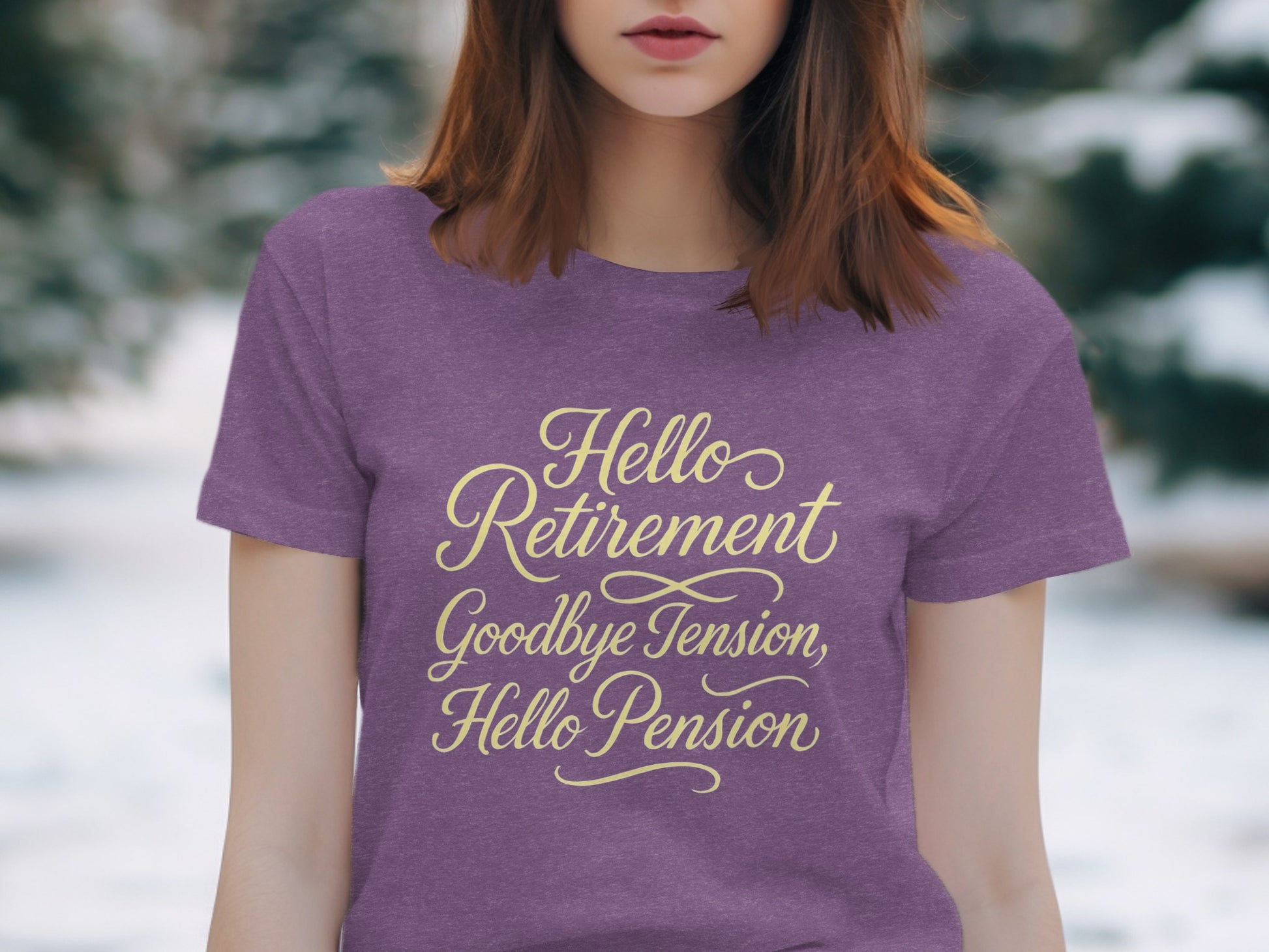 Hello Retirement Goodbye Tension Hello Pension | Dark Heaterh Color Bella T-Shirts - Retiree Gifts Retirement Party