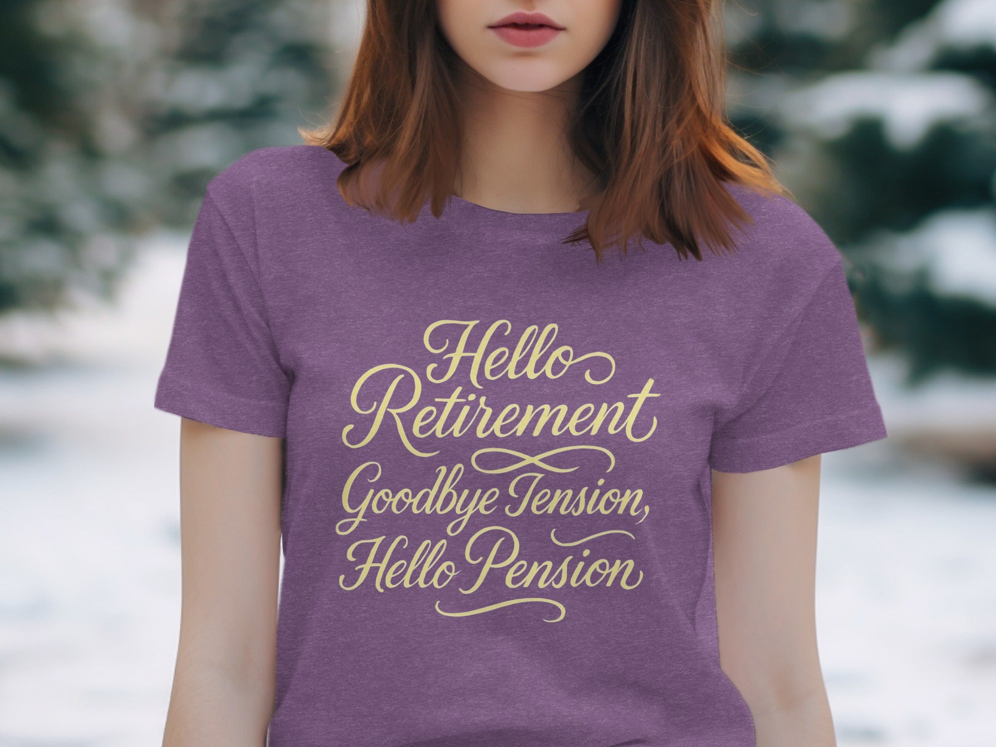 Hello Retirement Goodbye Tension Hello Pension | Dark Heaterh Color Bella T-Shirts - Retiree Gifts Retirement Party