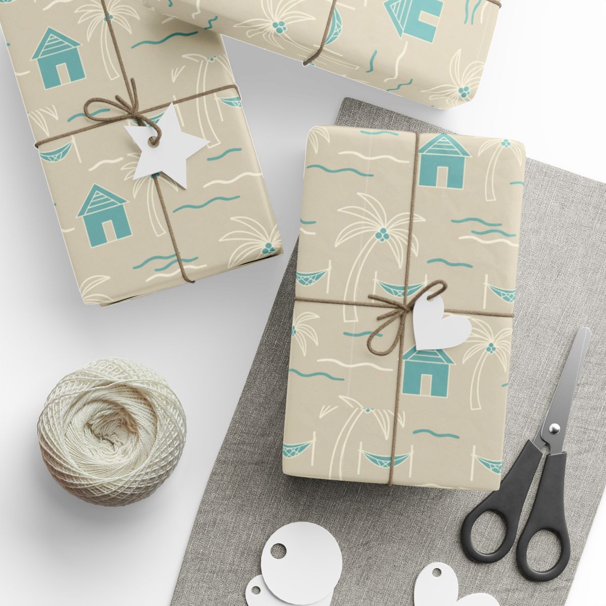 Coastal Gift Wrapping Paper with Beach Scene product type