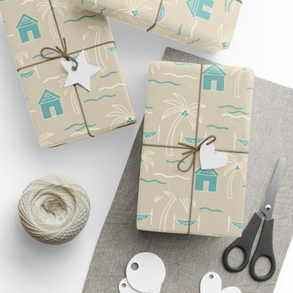Coastal Gift Wrapping Paper with Beach Scene product type