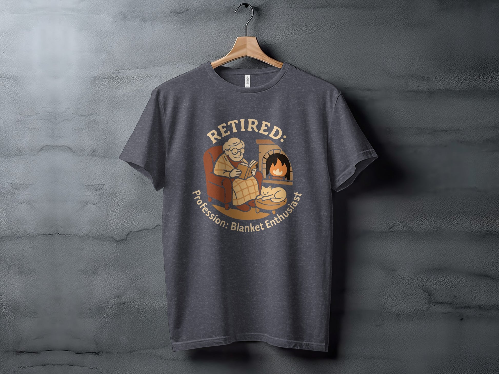 Retired: Profession: Blanket Enthusiast | Cozy Graphic | Dark Heaterh Color Bella T-Shirts - Retiree Gifts Retirement Party