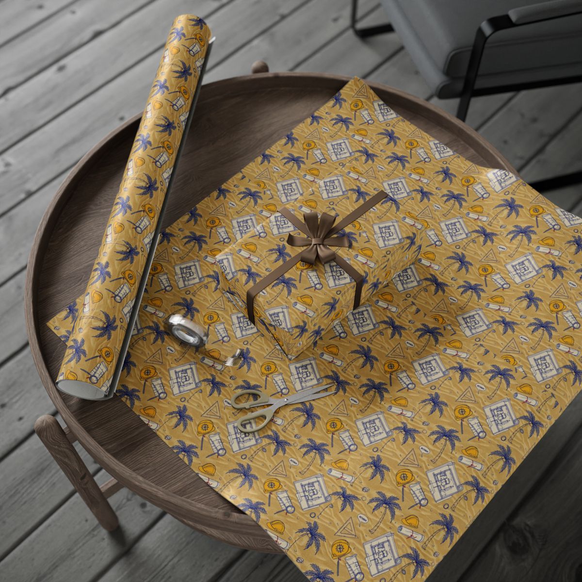 Elegant Yellow Geometric Design Wrapping Paper product